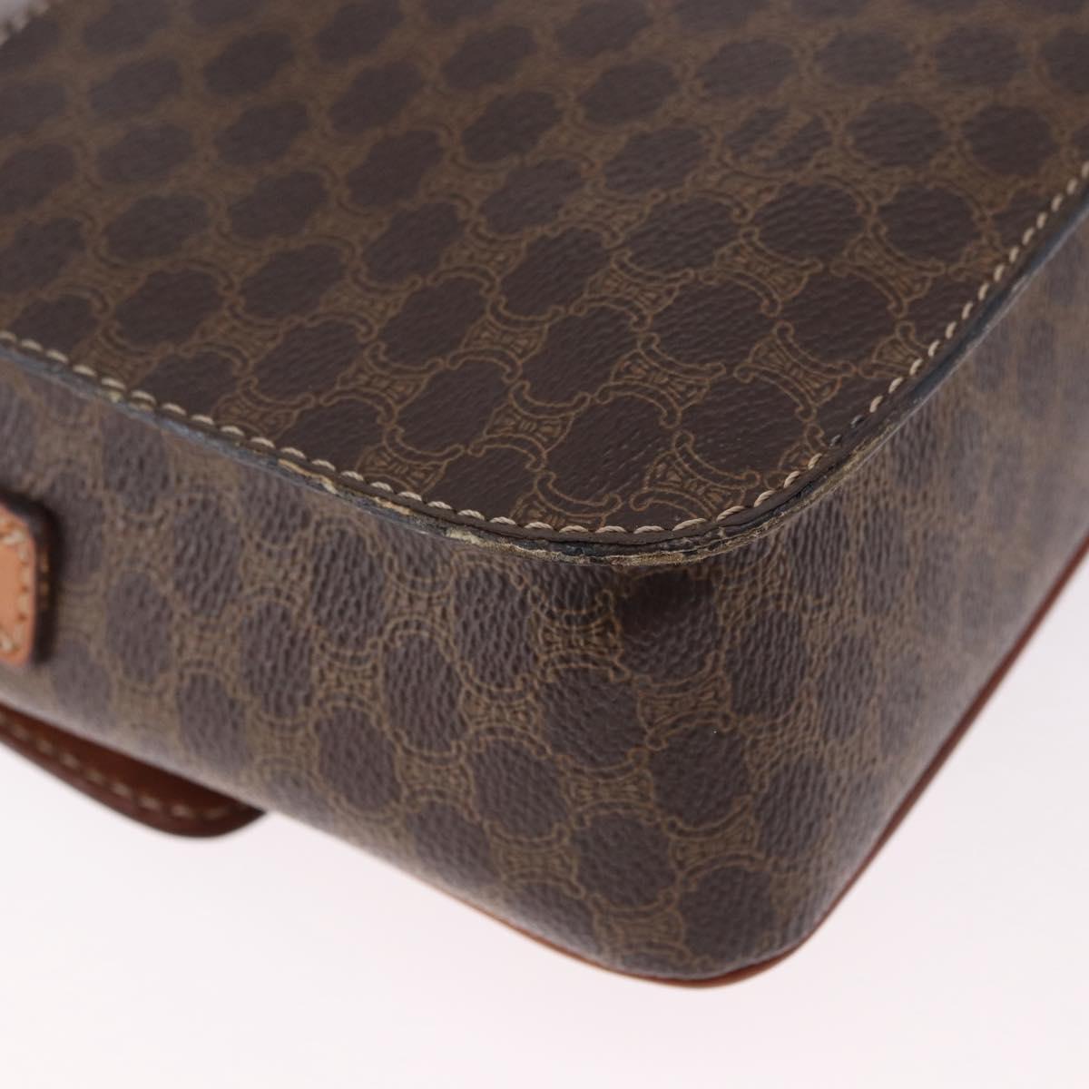 CELINE Macadam Circle Shoulder Bag PVC Brown Gold Tone Auth 191752
