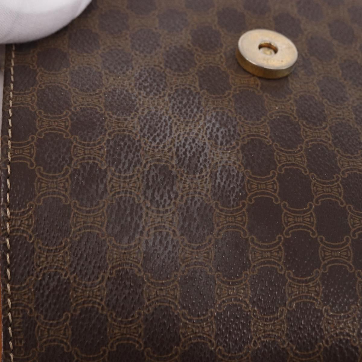 CELINE Macadam Circle Shoulder Bag PVC Brown Gold Tone Auth 191752