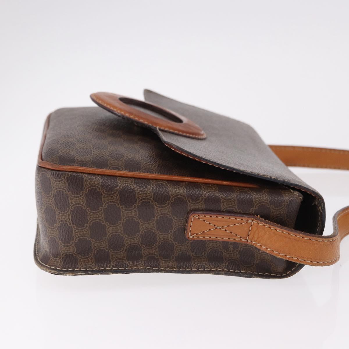 CELINE Macadam Circle Shoulder Bag PVC Brown Gold Tone Auth 191752