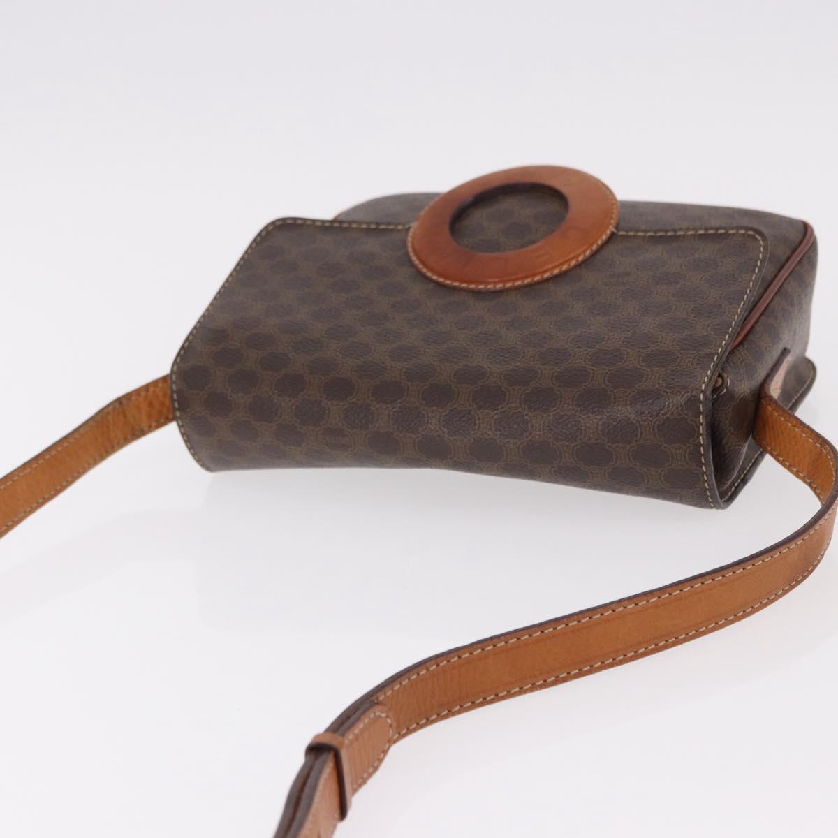 CELINE Macadam Circle Shoulder Bag PVC Brown Gold Tone Auth 191752
