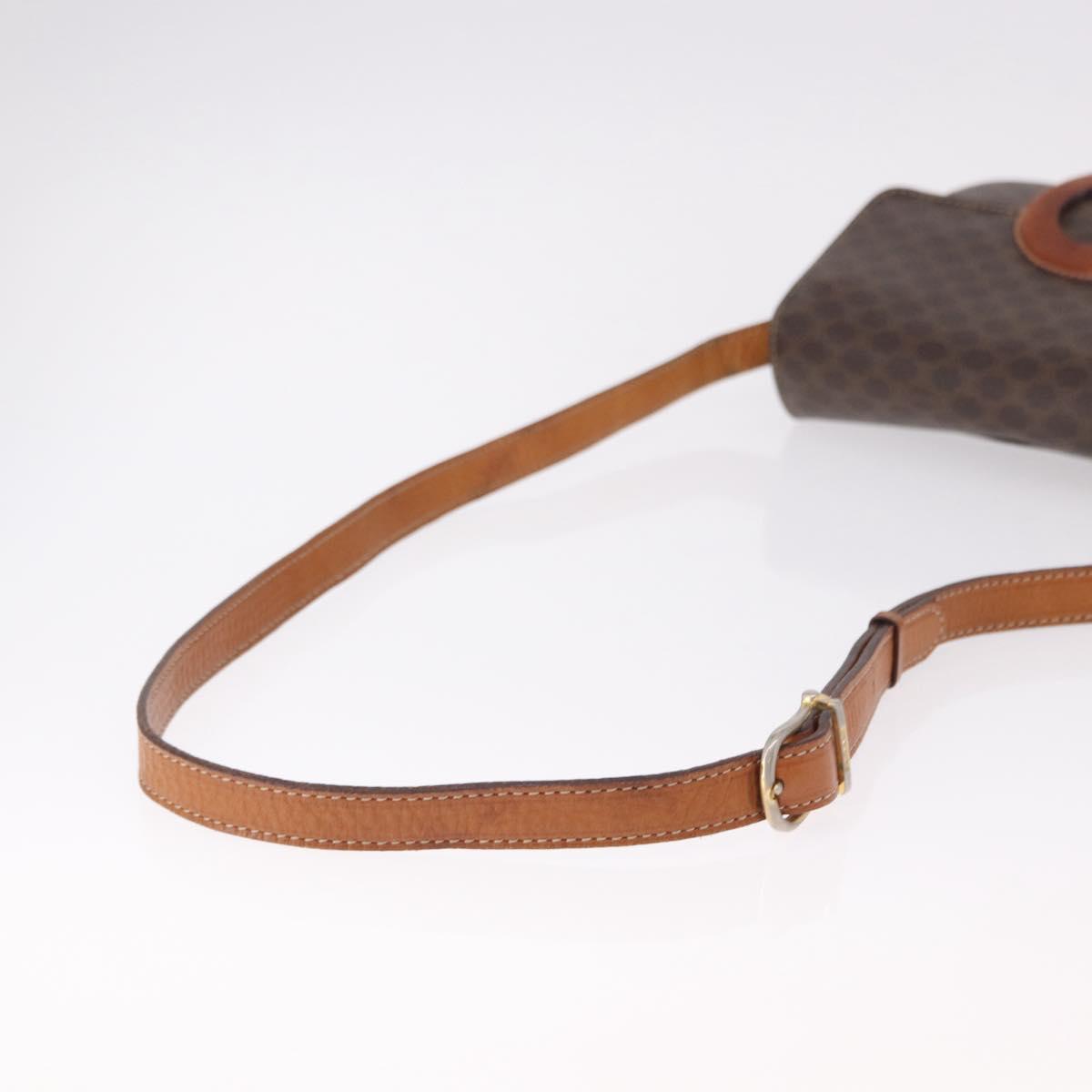 CELINE Macadam Circle Shoulder Bag PVC Brown Gold Tone Auth 191752