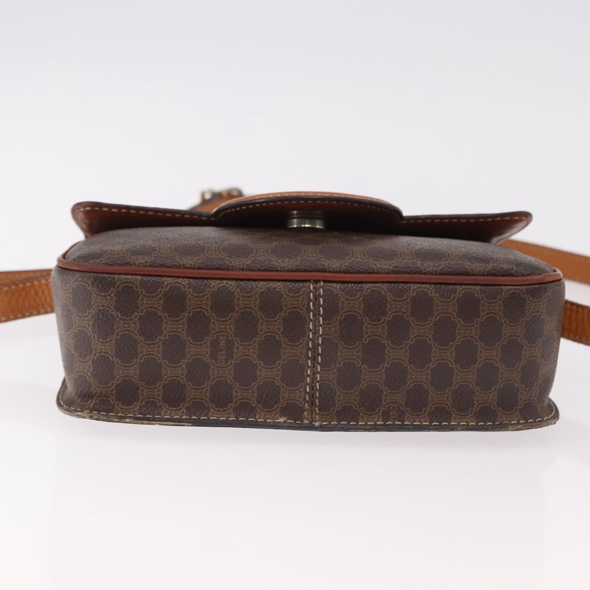 CELINE Macadam Circle Shoulder Bag PVC Brown Gold Tone Auth 191752