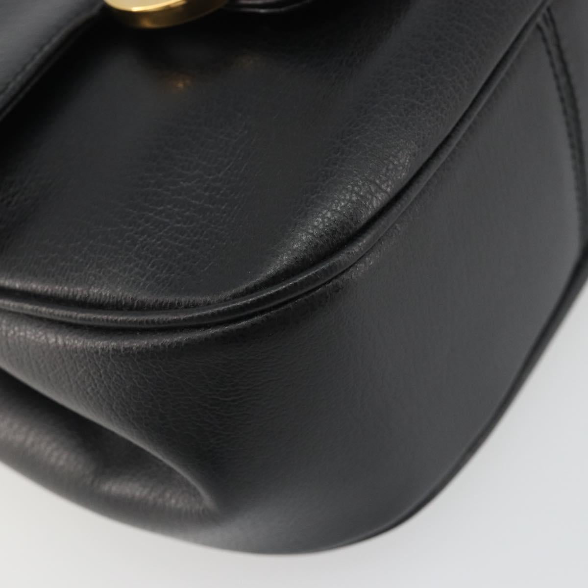 Salvatore Ferragamo Gancini Shoulder Bag Leather Black Gold Tone Auth 191754V