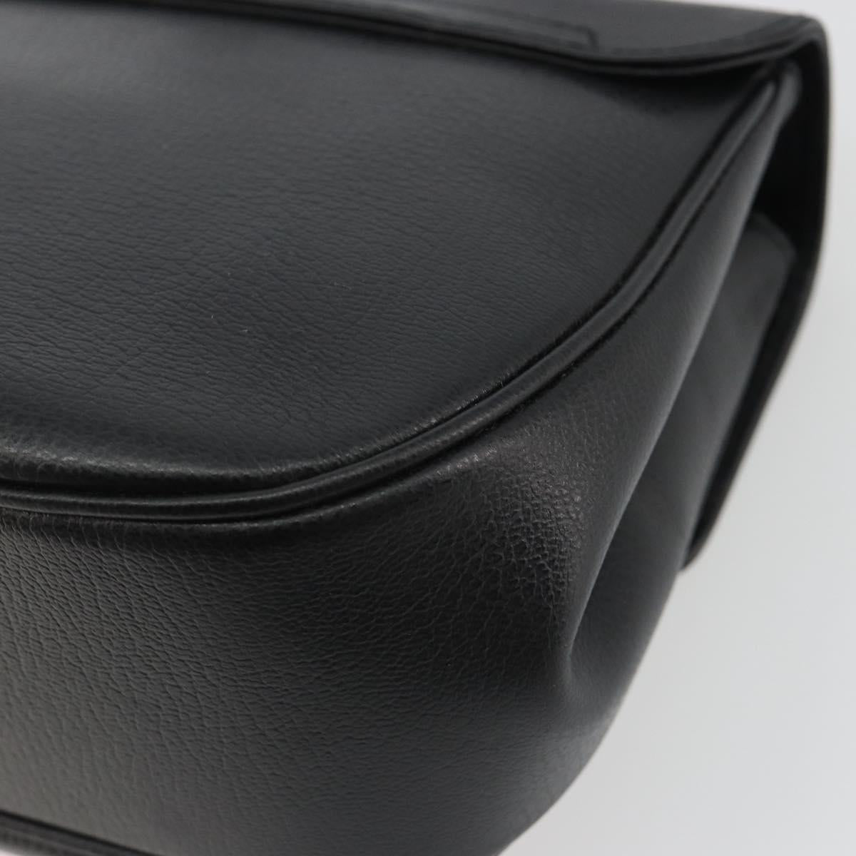 Salvatore Ferragamo Gancini Shoulder Bag Leather Black Gold Tone Auth 191754V