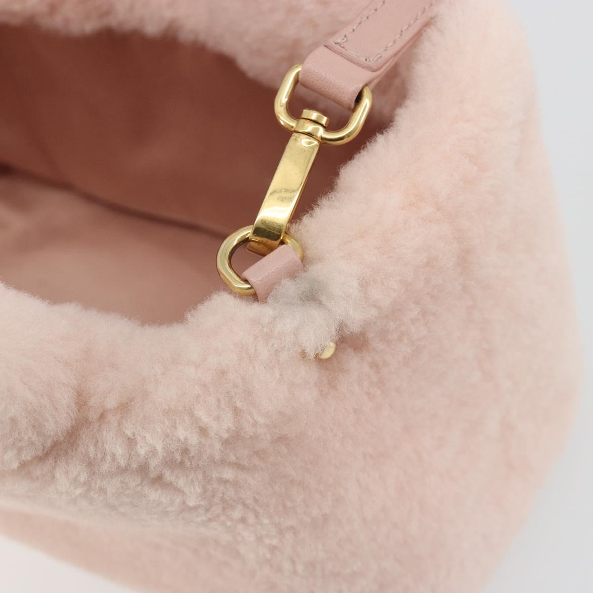 Miu Miu Hand Bag Fur 2way Pink Gold Tone Auth 191761SM