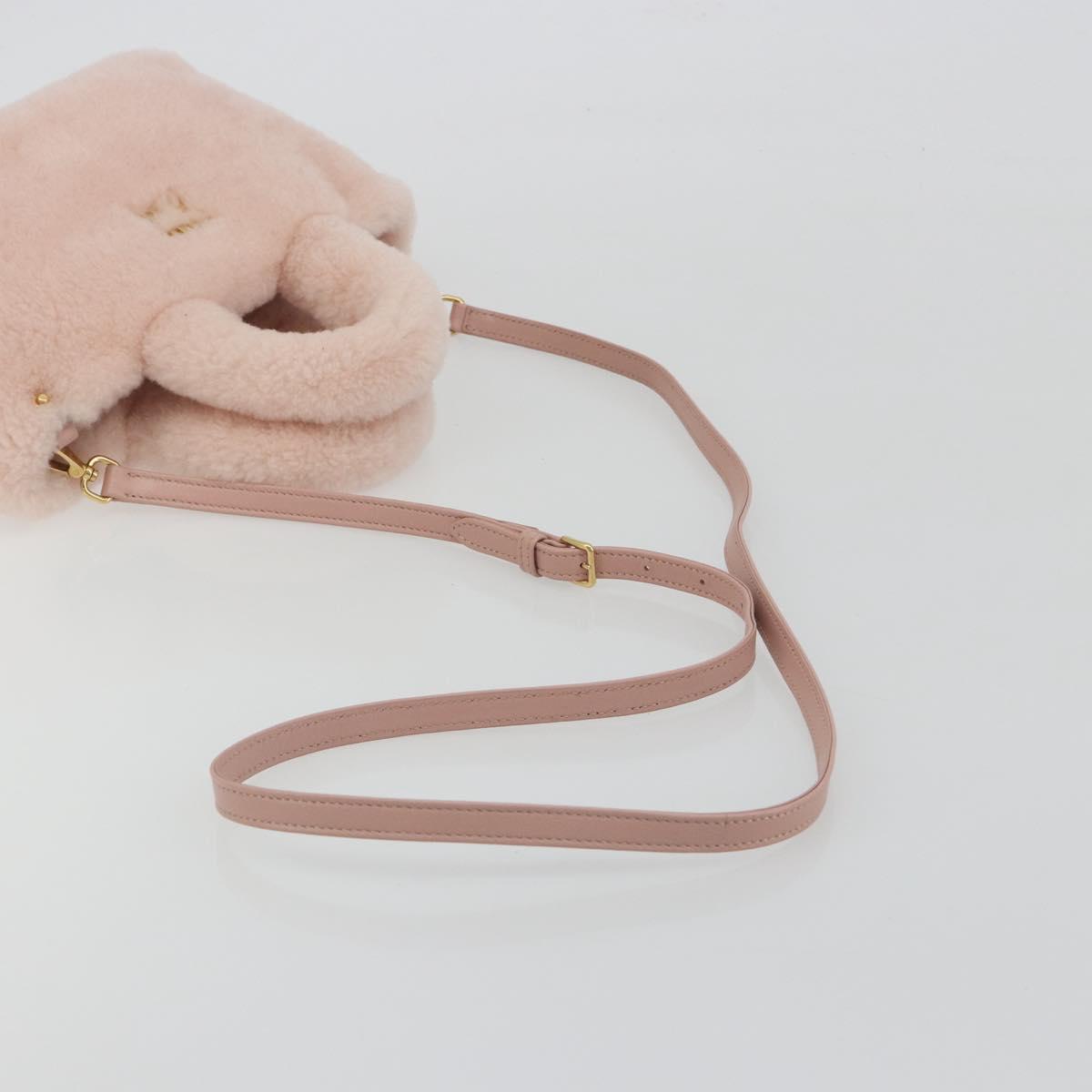Miu Miu Hand Bag Fur 2way Pink Gold Tone Auth 191761SM