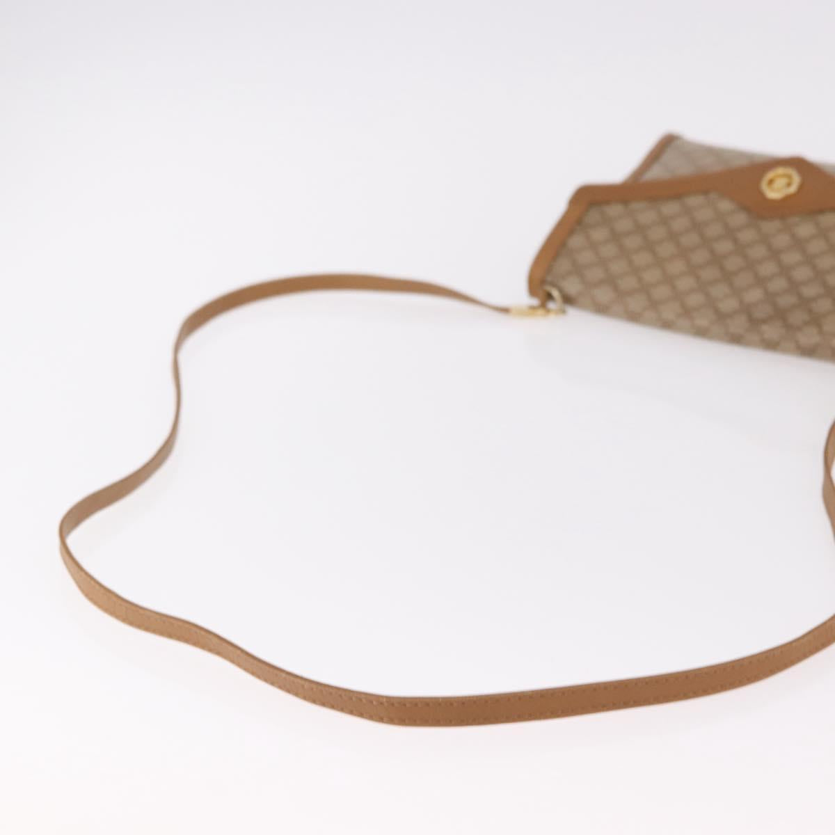 CELINE Macadam Shoulder Bag PVC Leather Beige Gold Tone Auth 191764A
