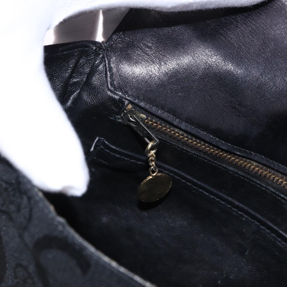 CELINE C Saluki Horse Carriage Shoulder Bag Black Gold Tone Auth 191767A