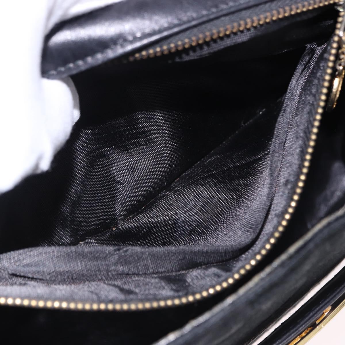 CELINE C Saluki Horse Carriage Shoulder Bag Black Gold Tone Auth 191767A