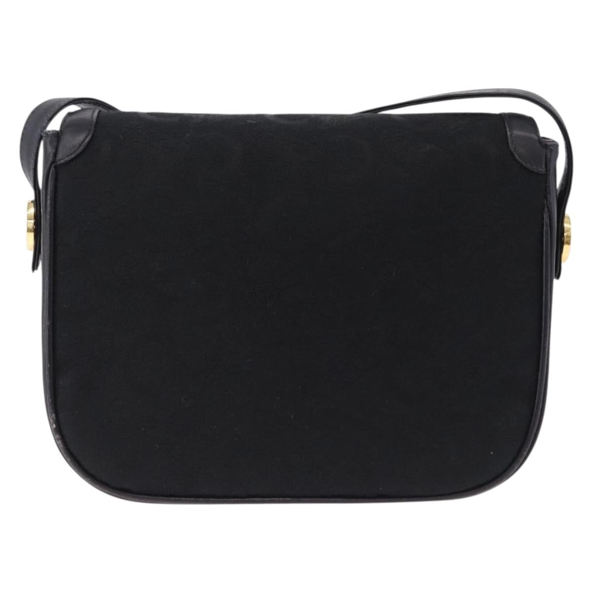 CELINE C Saluki Horse Carriage Shoulder Bag Black Gold Tone Auth 191767A