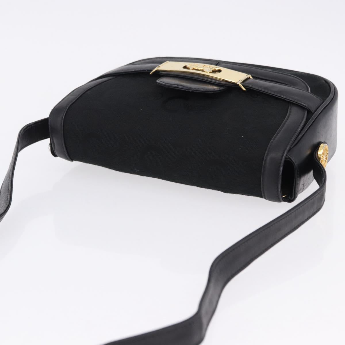 CELINE C Saluki Horse Carriage Shoulder Bag Black Gold Tone Auth 191767A