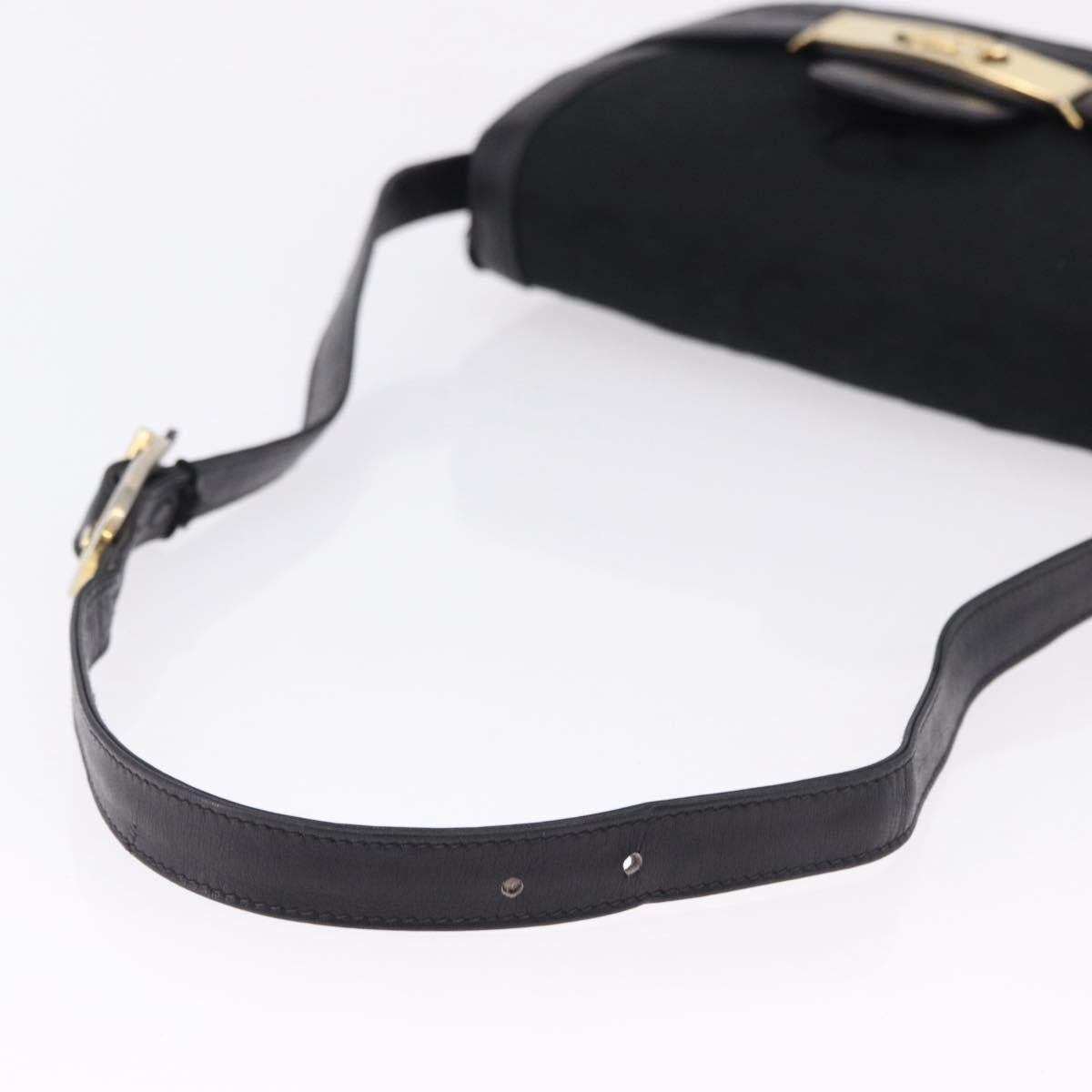 CELINE C Saluki Horse Carriage Shoulder Bag Black Gold Tone Auth 191767A