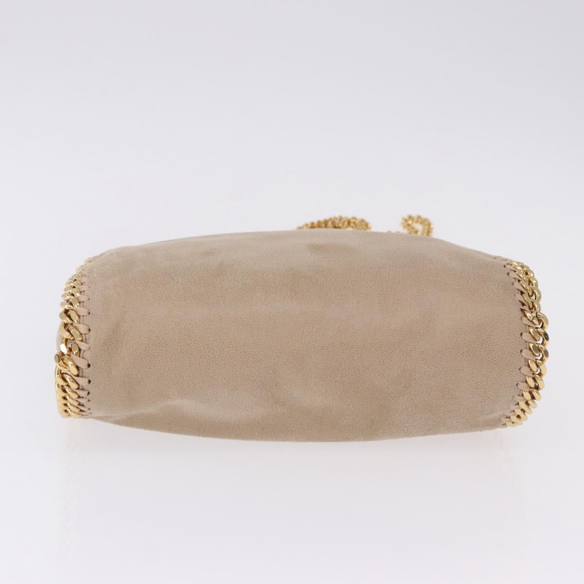 Stella MacCartney Falabella Chain Shoulder Bag Polyester Beige Gold Auth 191768V