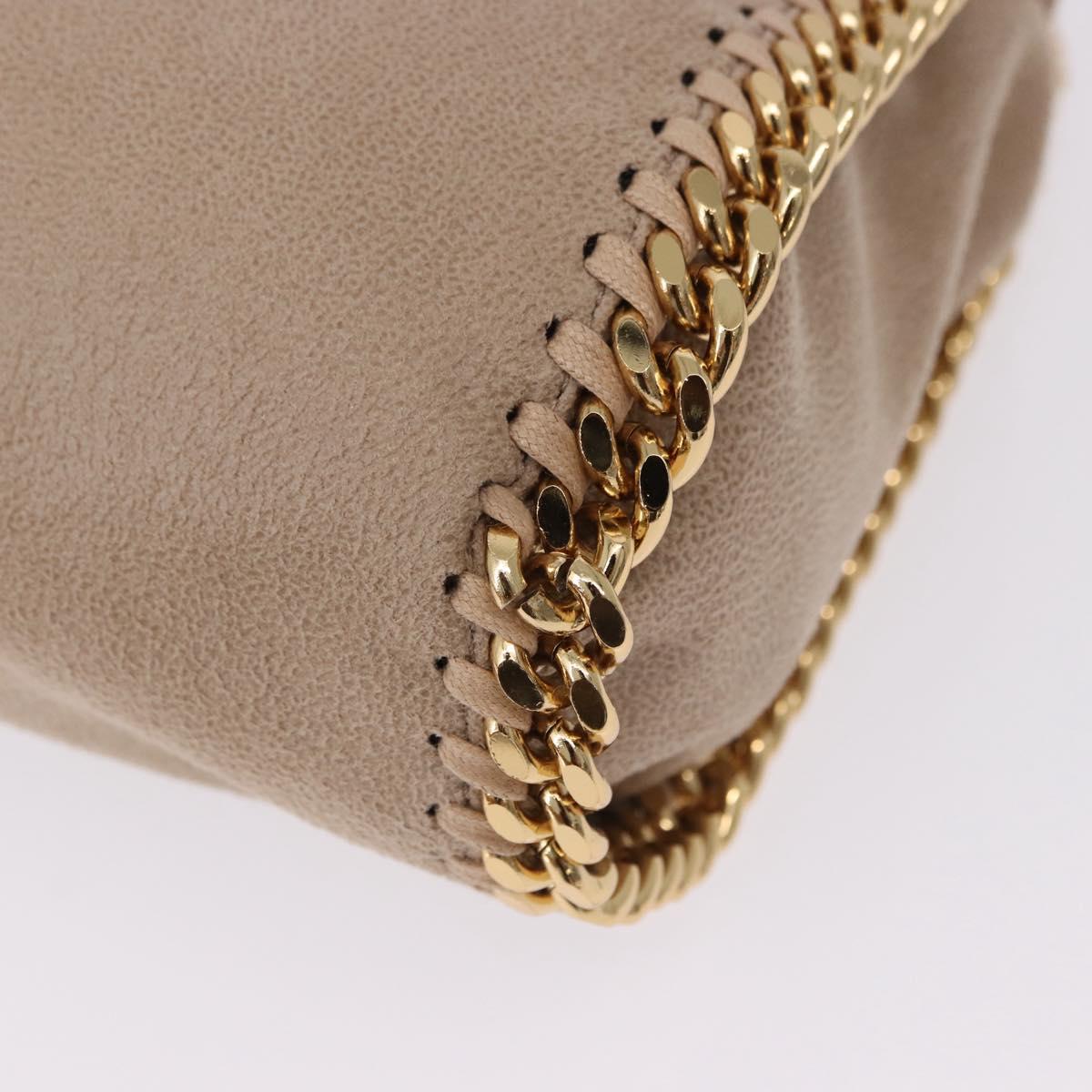 Stella MacCartney Falabella Chain Shoulder Bag Polyester Beige Gold Auth 191768V