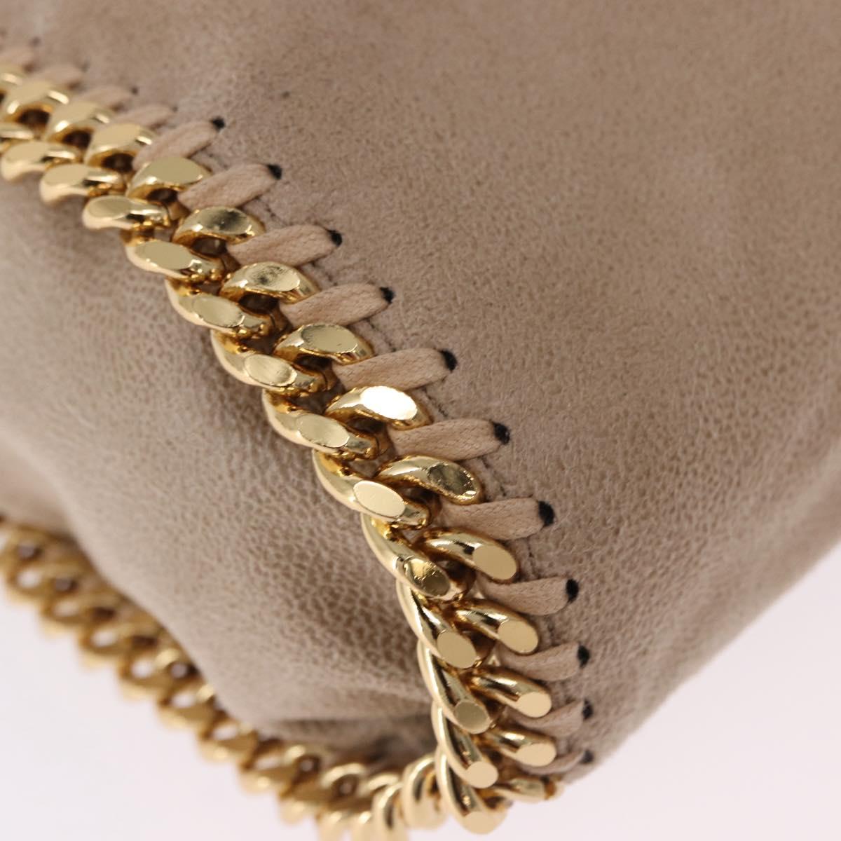 Stella MacCartney Falabella Chain Shoulder Bag Polyester Beige Gold Auth 191768V