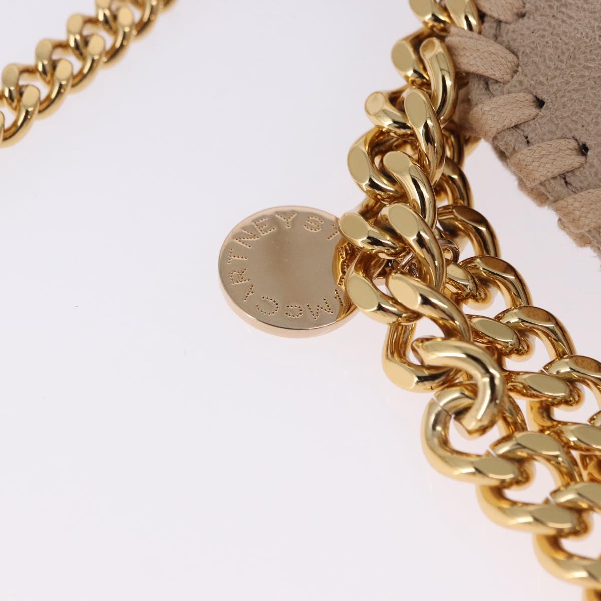 Stella MacCartney Falabella Chain Shoulder Bag Polyester Beige Gold Auth 191768V
