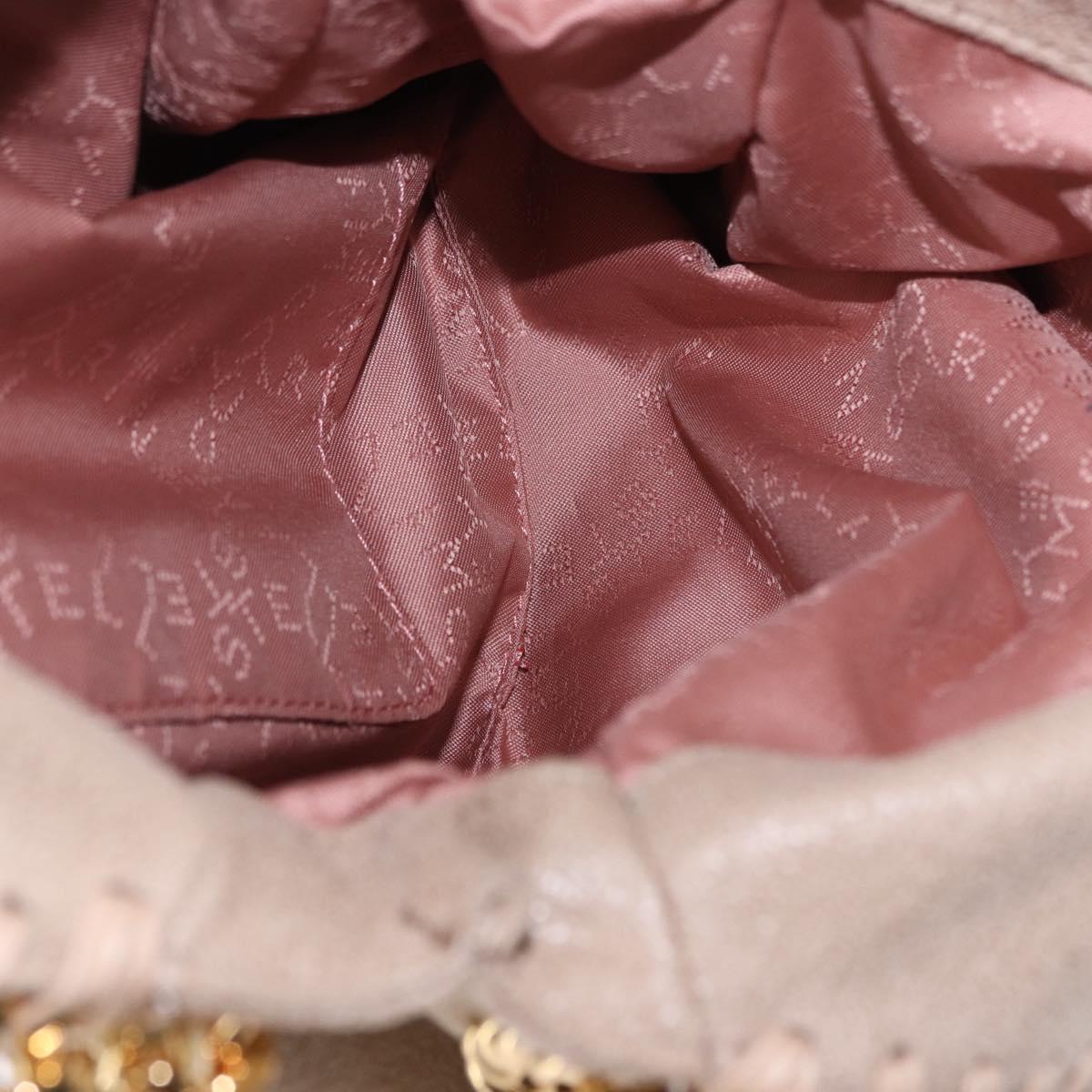 Stella MacCartney Falabella Chain Shoulder Bag Polyester Beige Gold Auth 191768V