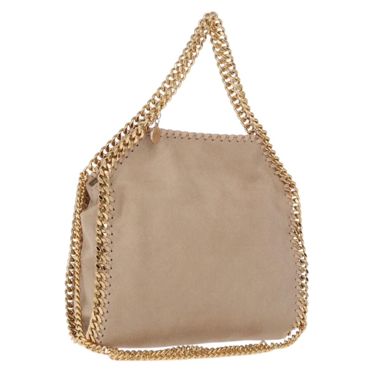 Stella MacCartney Falabella Chain Shoulder Bag Polyester Beige Gold Auth 191768V