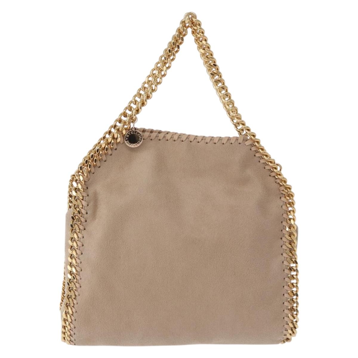 Stella MacCartney Falabella Chain Shoulder Bag Polyester Beige Gold Auth 191768V