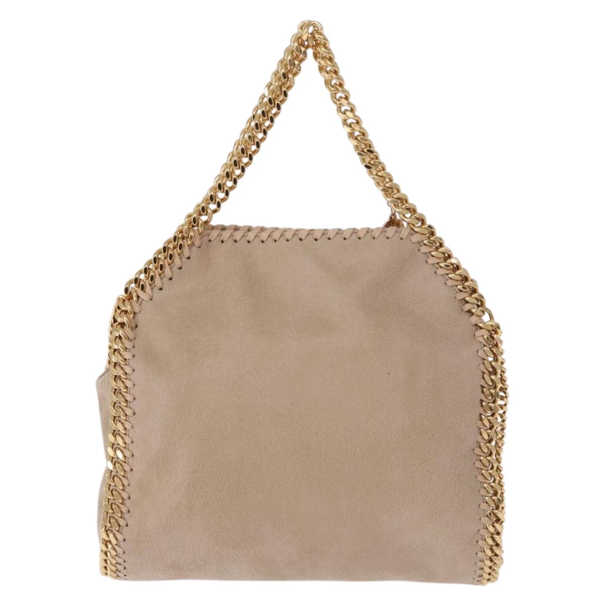 Stella MacCartney Falabella Chain Shoulder Bag Polyester Beige Gold Auth 191768V