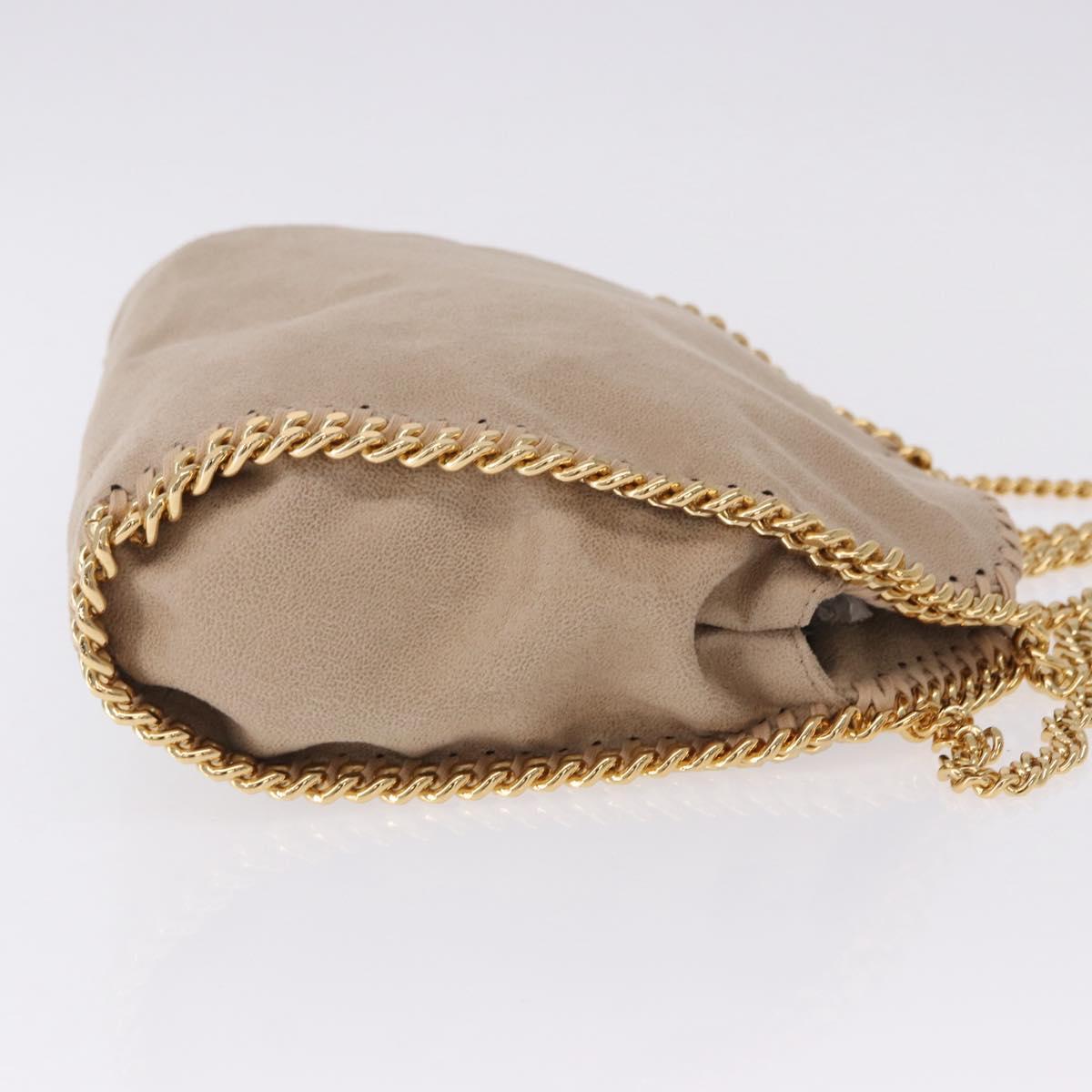 Stella MacCartney Falabella Chain Shoulder Bag Polyester Beige Gold Auth 191768V