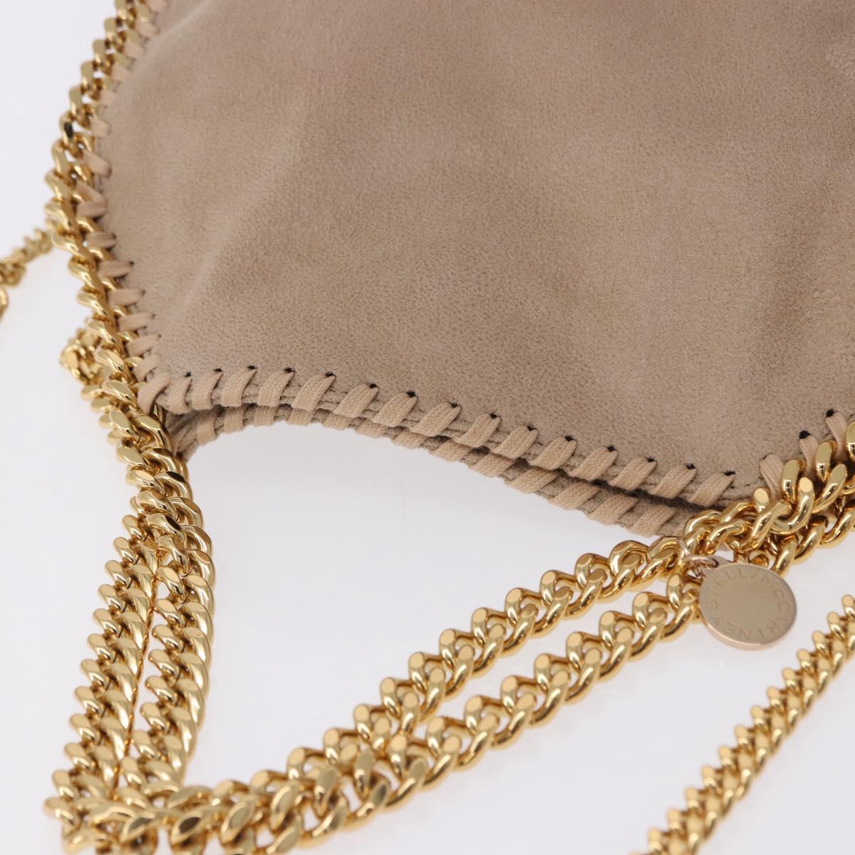 Stella MacCartney Falabella Chain Shoulder Bag Polyester Beige Gold Auth 191768V