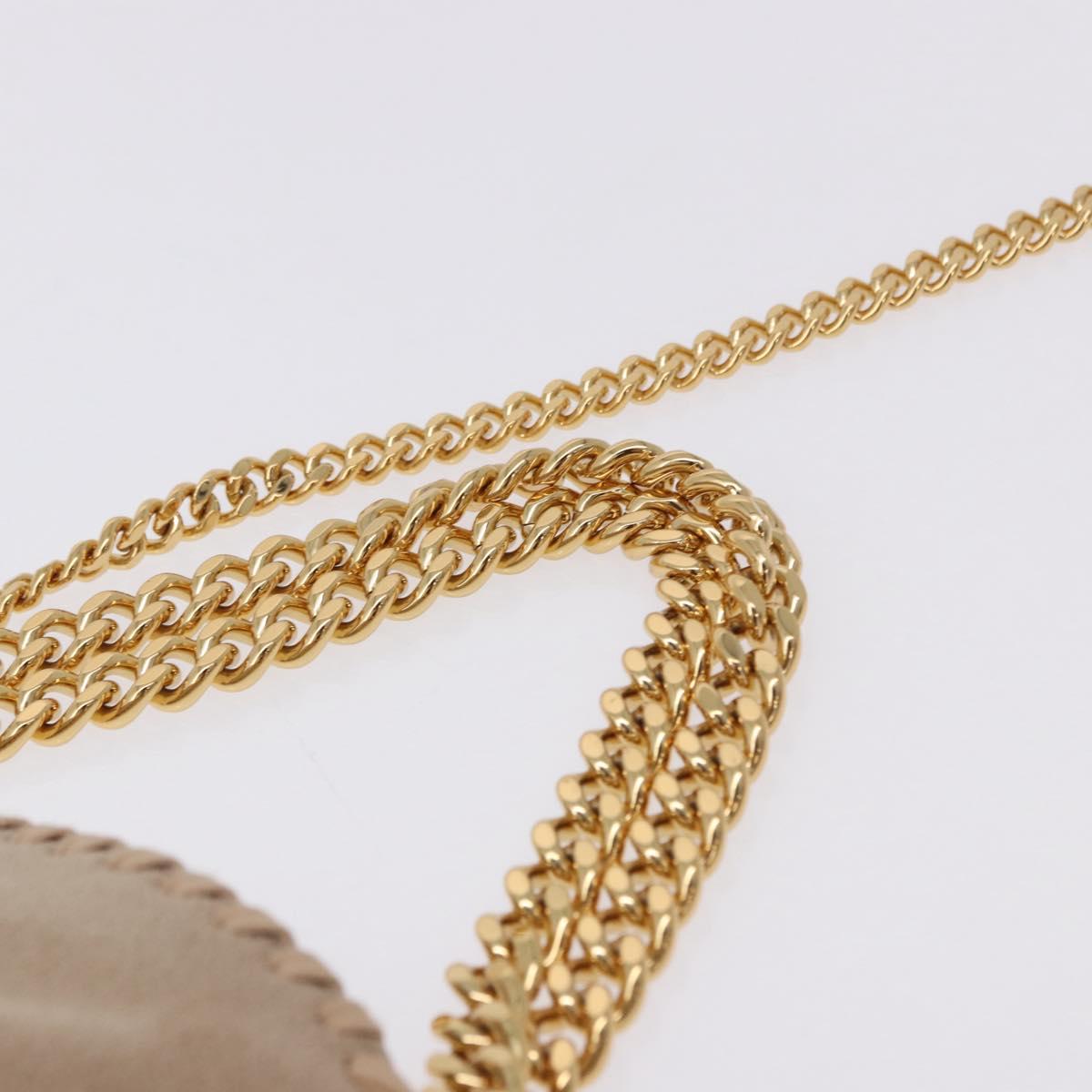 Stella MacCartney Falabella Chain Shoulder Bag Polyester Beige Gold Auth 191768V
