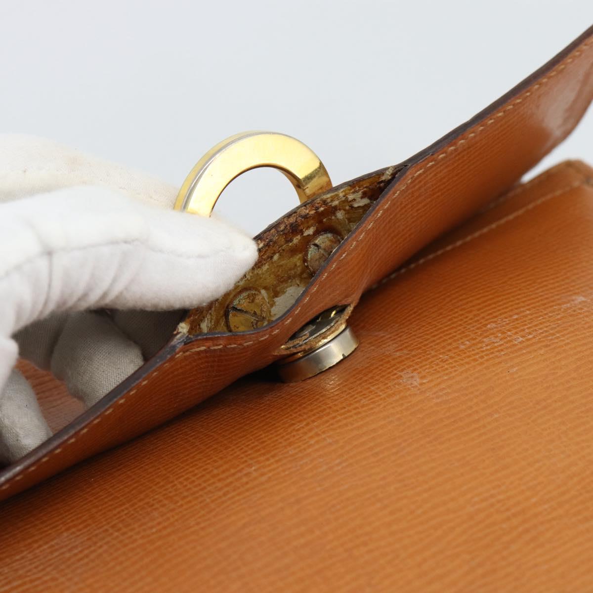 CELINE Circle Shoulder Bag Leather Brown Gold Tone Auth 191769