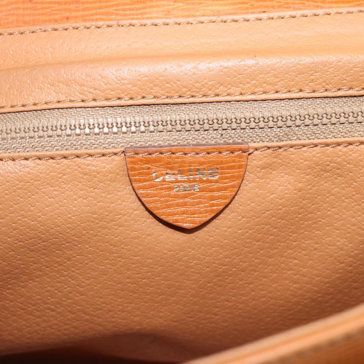 CELINE Circle Shoulder Bag Leather Brown Gold Tone Auth 191769