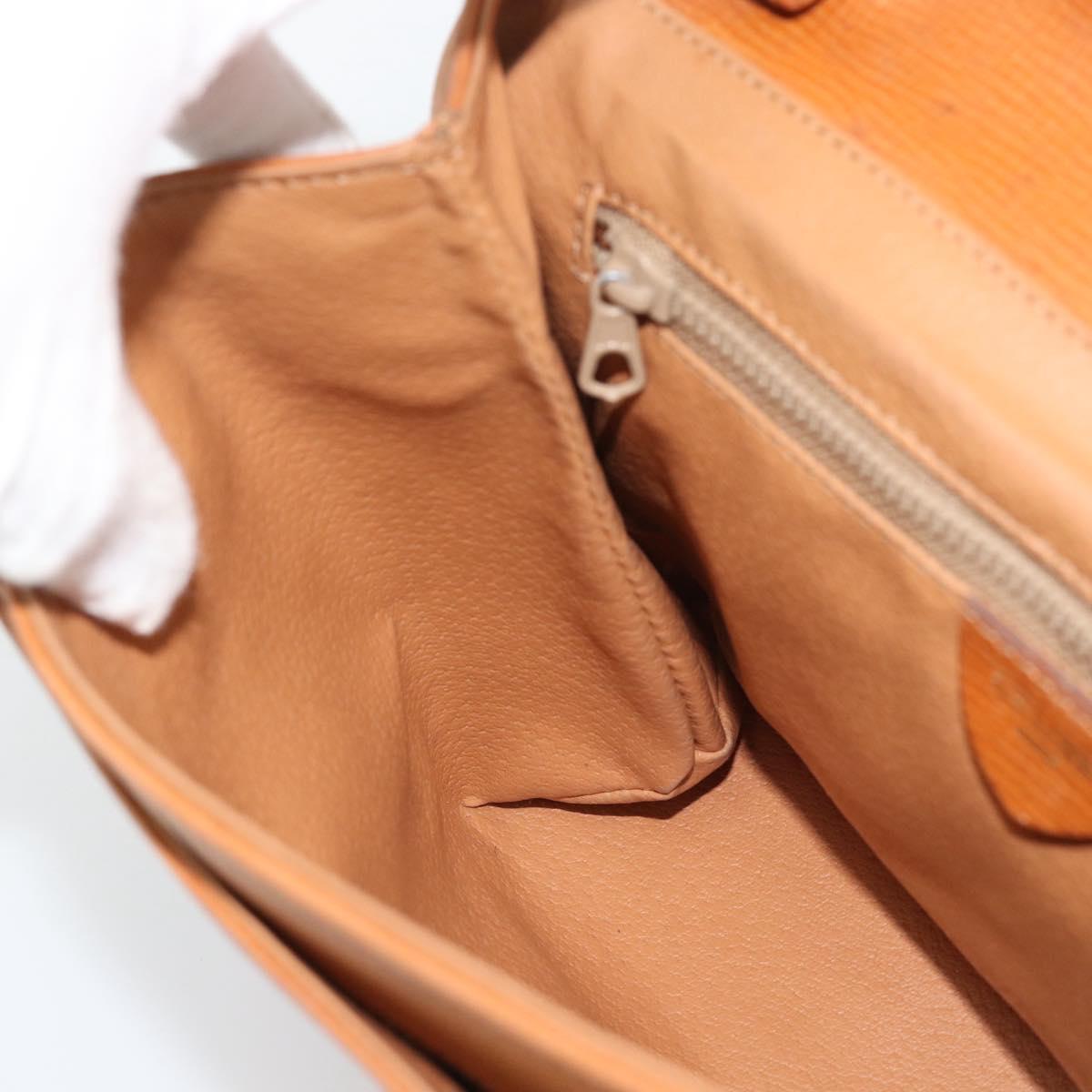 CELINE Circle Shoulder Bag Leather Brown Gold Tone Auth 191769