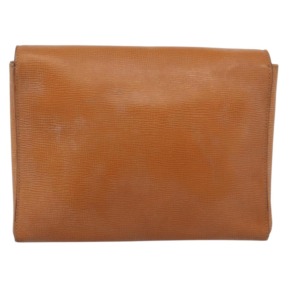 CELINE Circle Shoulder Bag Leather Brown Gold Tone Auth 191769