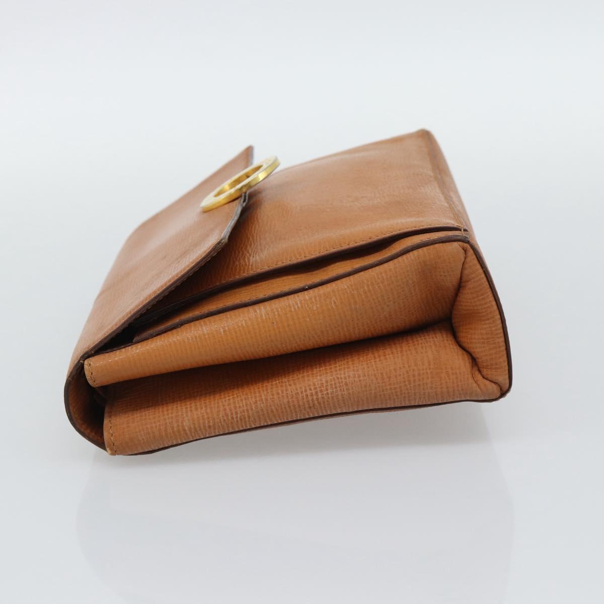 CELINE Circle Shoulder Bag Leather Brown Gold Tone Auth 191769