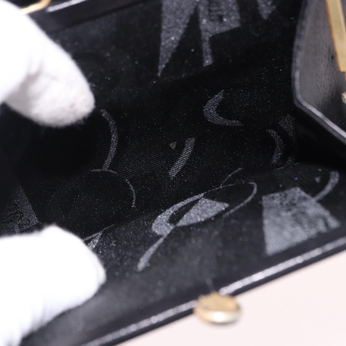 Salvatore Ferragamo Vala Hand Bag Leather 2way Black Gold Tone Auth 191779A