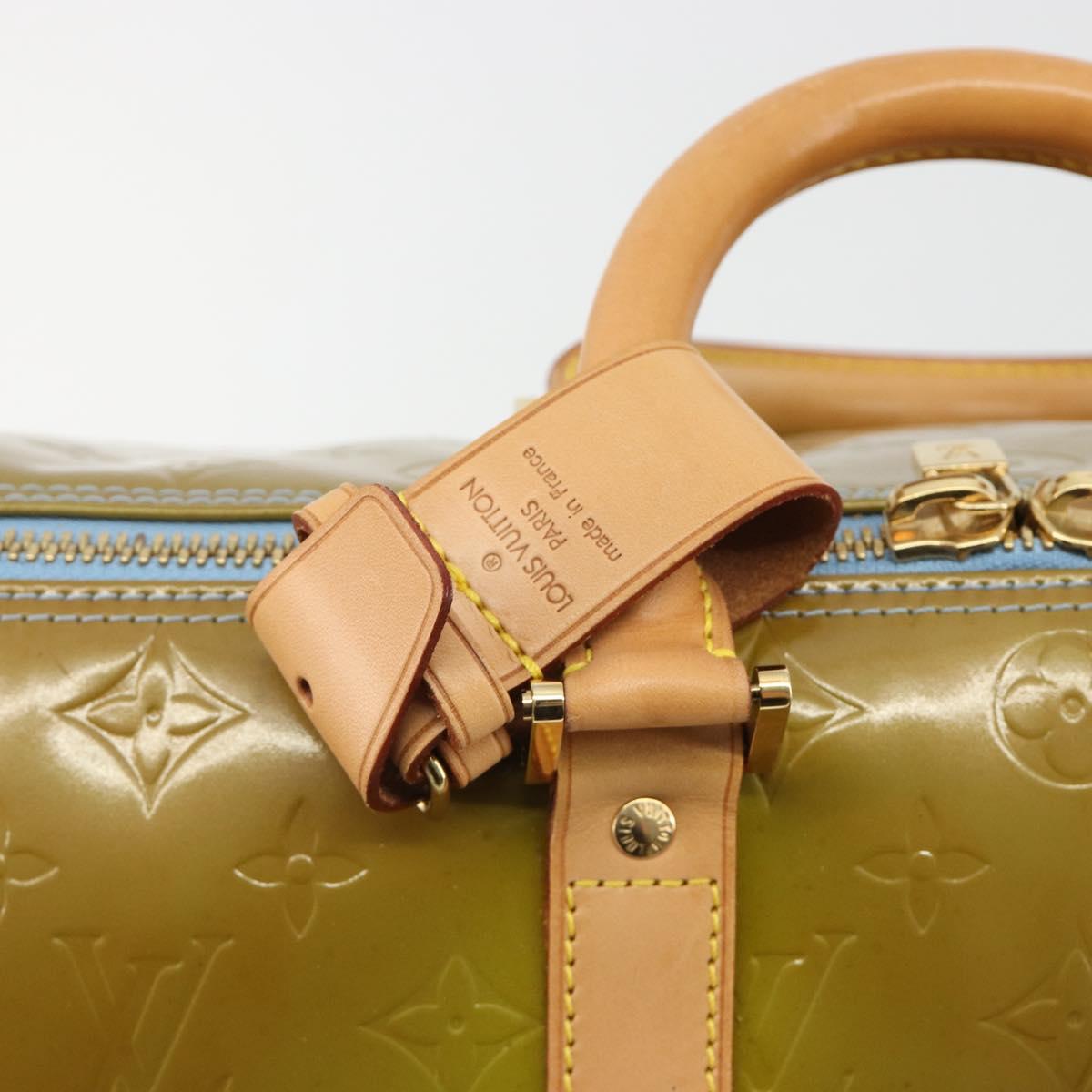 LOUIS VUITTON Monogram Vernis Mercer Boston Bag Baby Blue M91001 LV Auth 191782