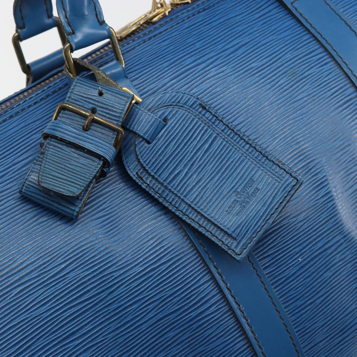 LOUIS VUITTON Epi Keepall 55 Boston Bag Blue M42955 LV Auth 191783A