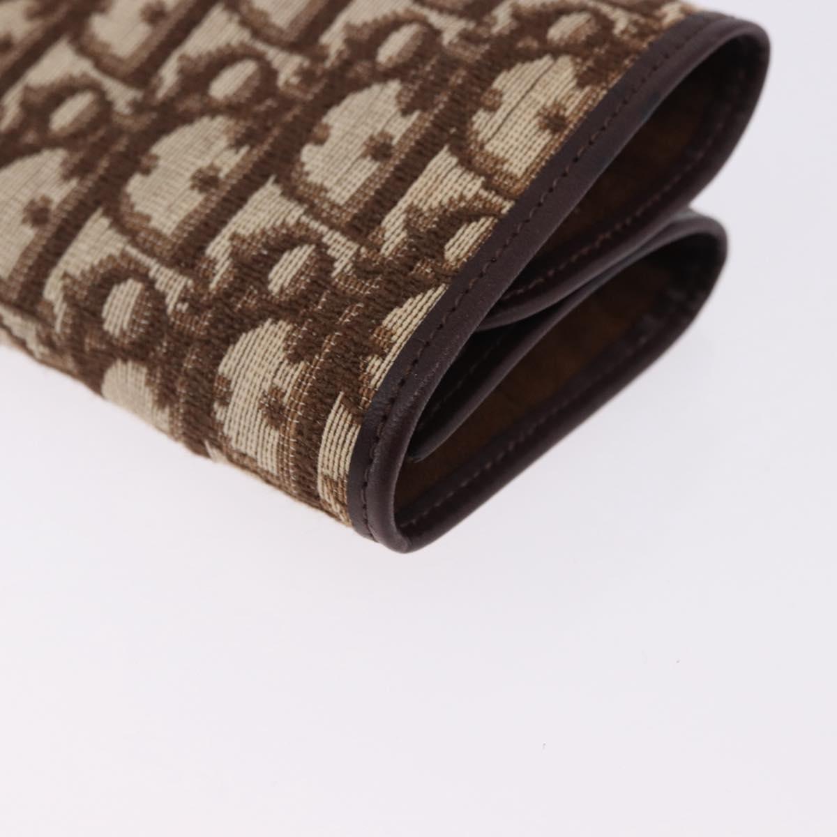 Christian Dior Trotter Canvas Accessory Case Brown Gold Tone Auth 191790V