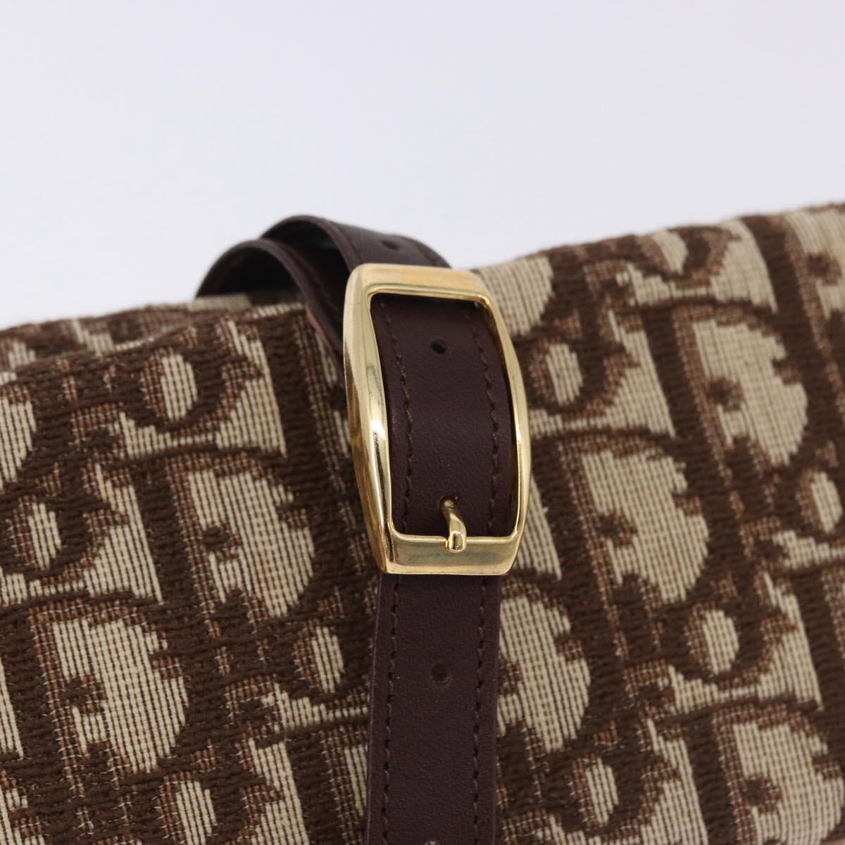 Christian Dior Trotter Canvas Accessory Case Brown Gold Tone Auth 191790V