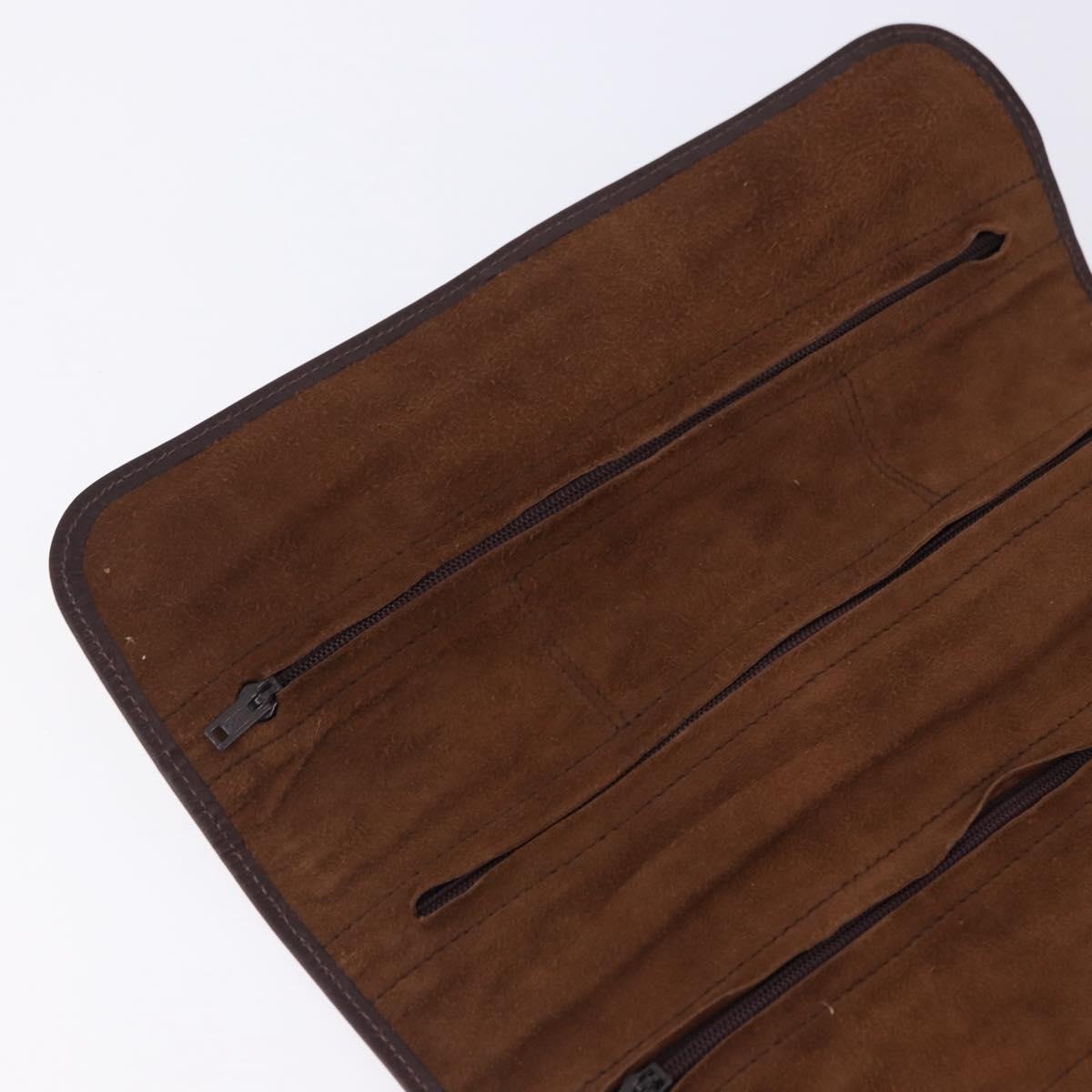 Christian Dior Trotter Canvas Accessory Case Brown Gold Tone Auth 191790V