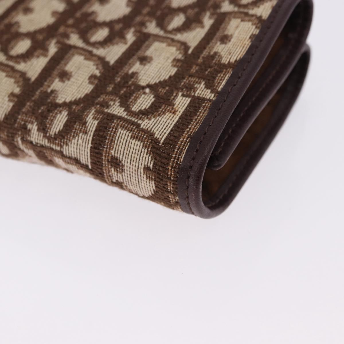 Christian Dior Trotter Canvas Accessory Case Brown Gold Tone Auth 191790V