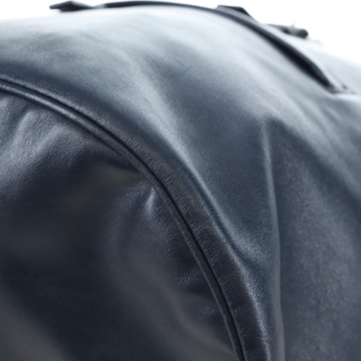 PRADA Backpack Leather Navy Silver Auth 191791V