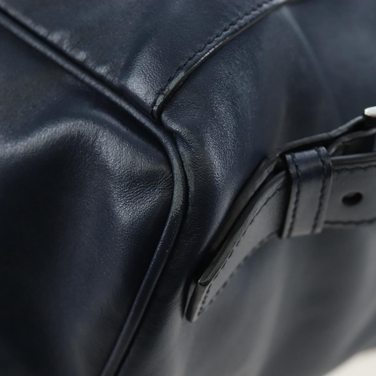 PRADA Backpack Leather Navy Silver Auth 191791V