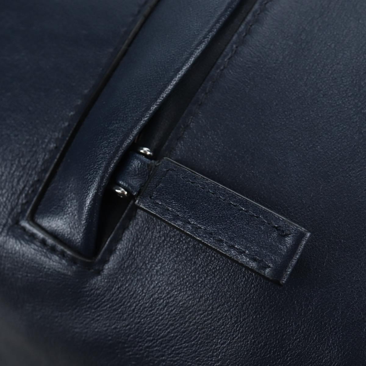 PRADA Backpack Leather Navy Silver Auth 191791V