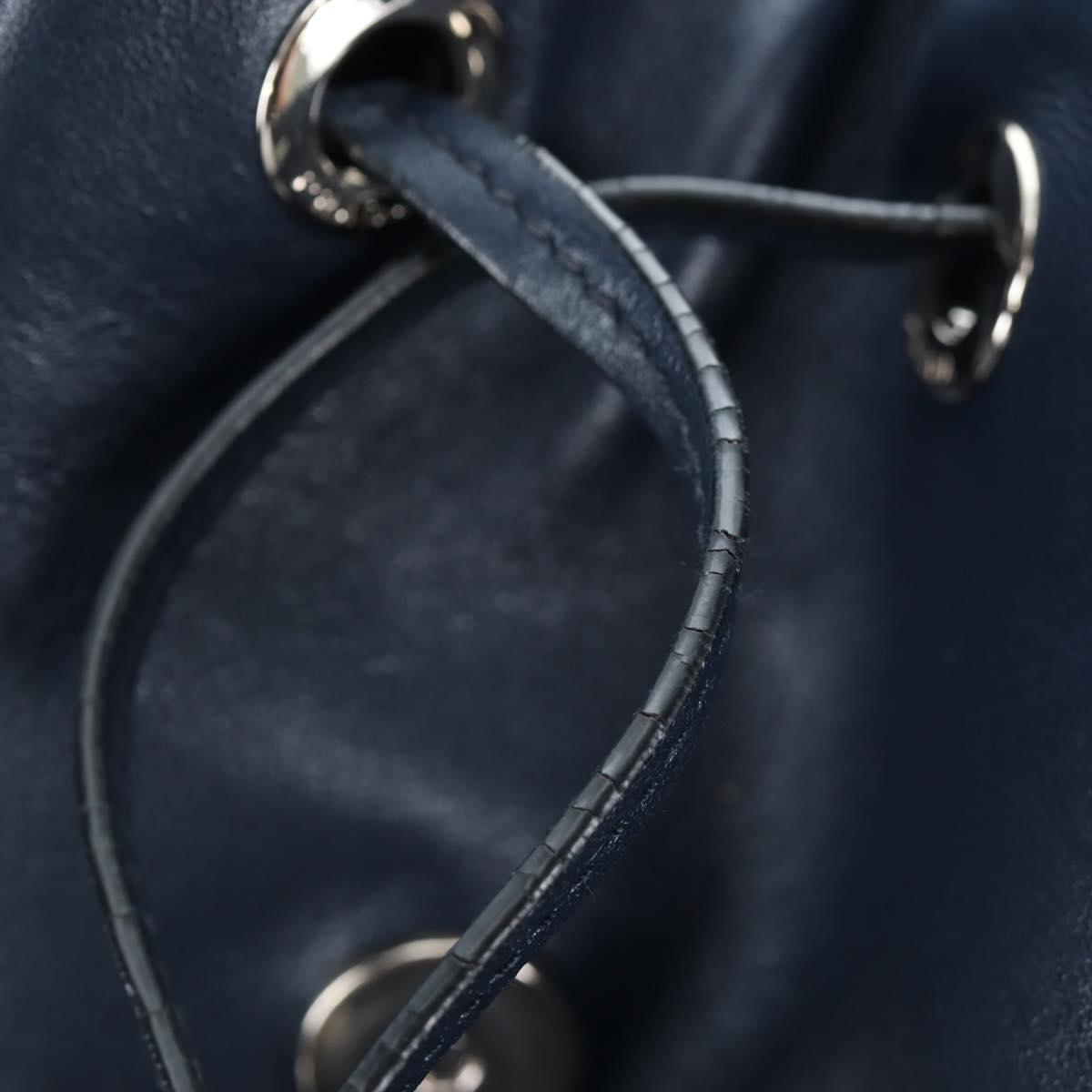 PRADA Backpack Leather Navy Silver Auth 191791V