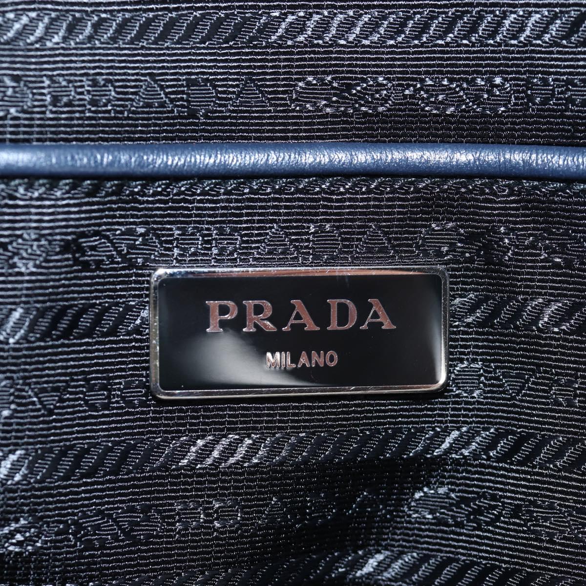 PRADA Backpack Leather Navy Silver Auth 191791V