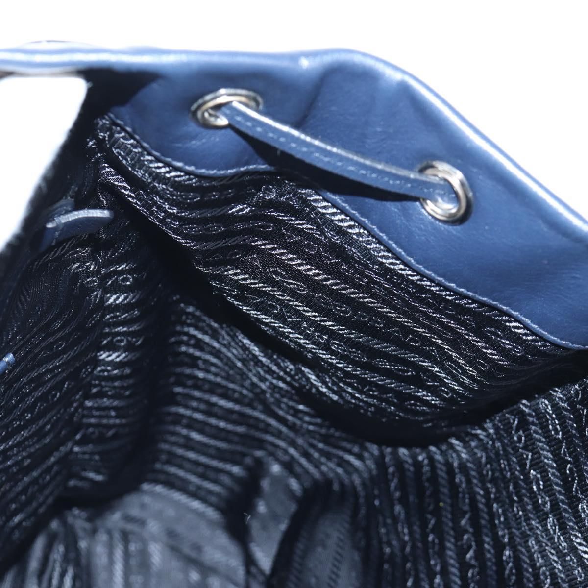 PRADA Backpack Leather Navy Silver Auth 191791V