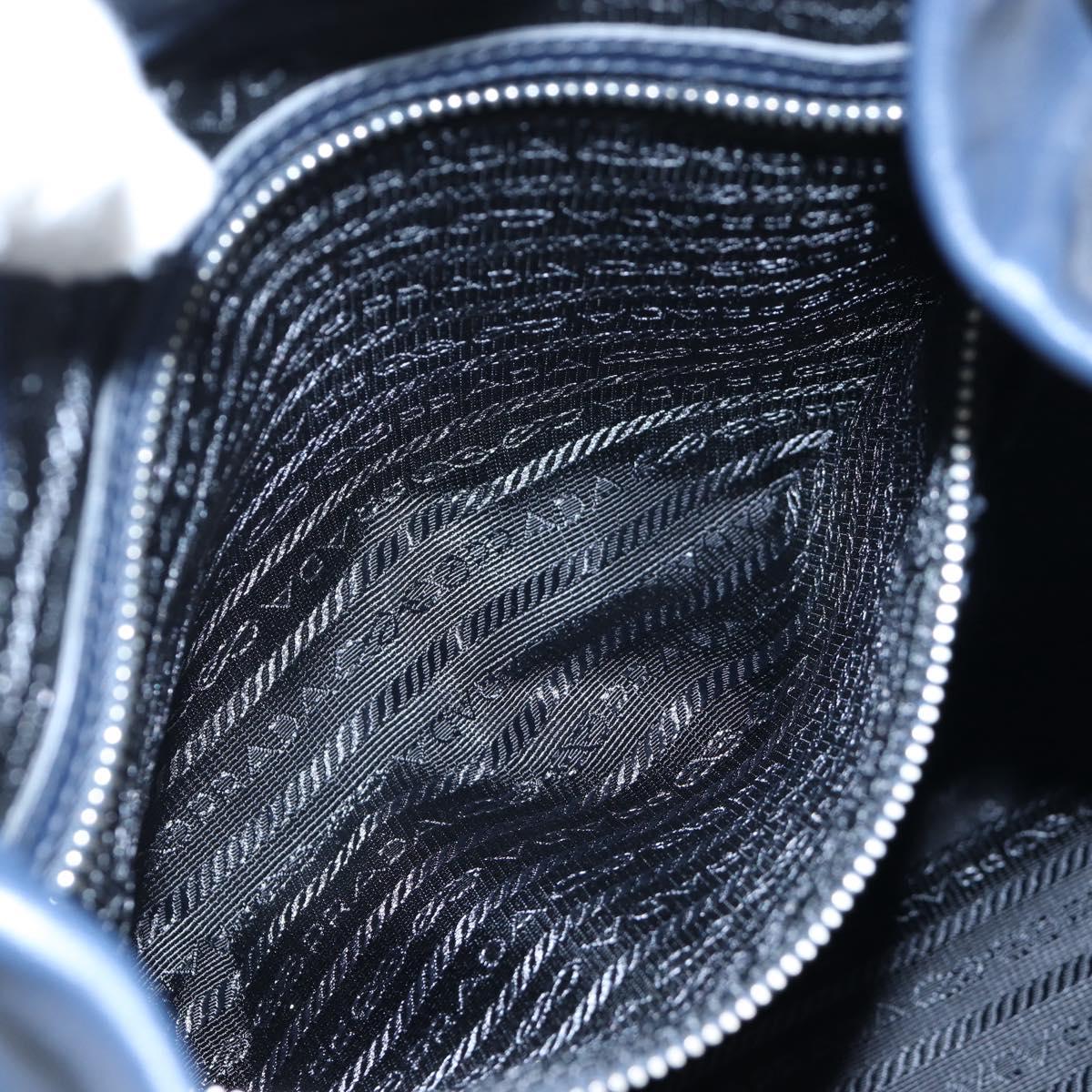 PRADA Backpack Leather Navy Silver Auth 191791V
