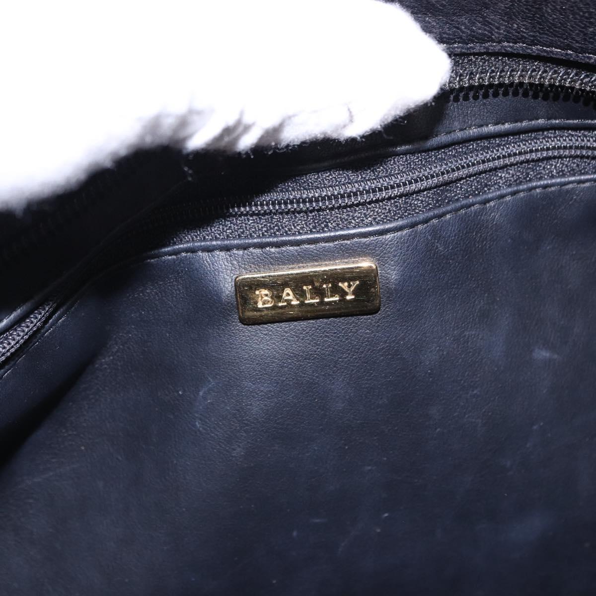 BALLY Chain Shoulder Bag Leather Black Gold Tone Auth 191794