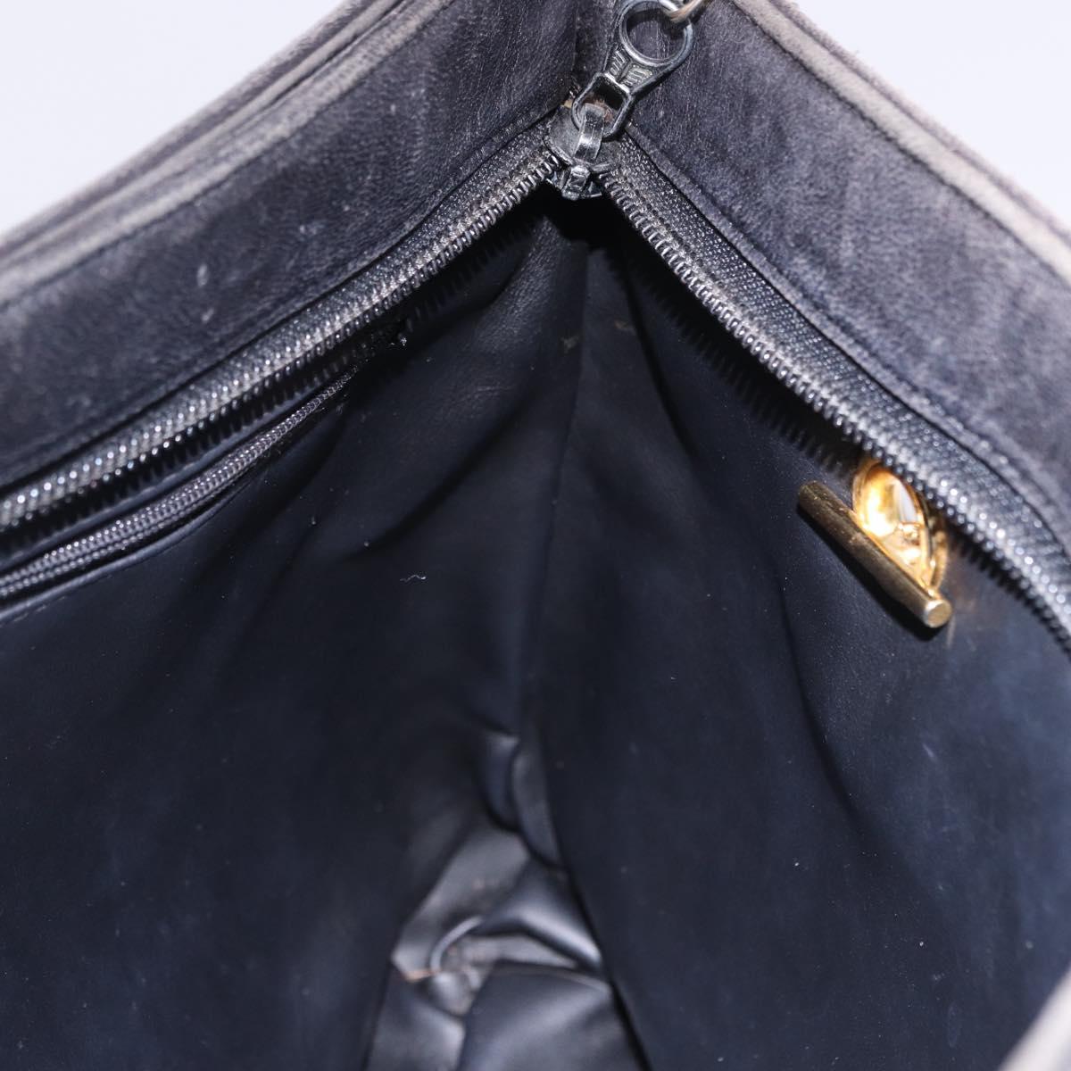 BALLY Chain Shoulder Bag Leather Black Gold Tone Auth 191794