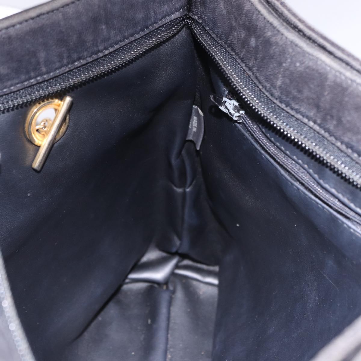 BALLY Chain Shoulder Bag Leather Black Gold Tone Auth 191794