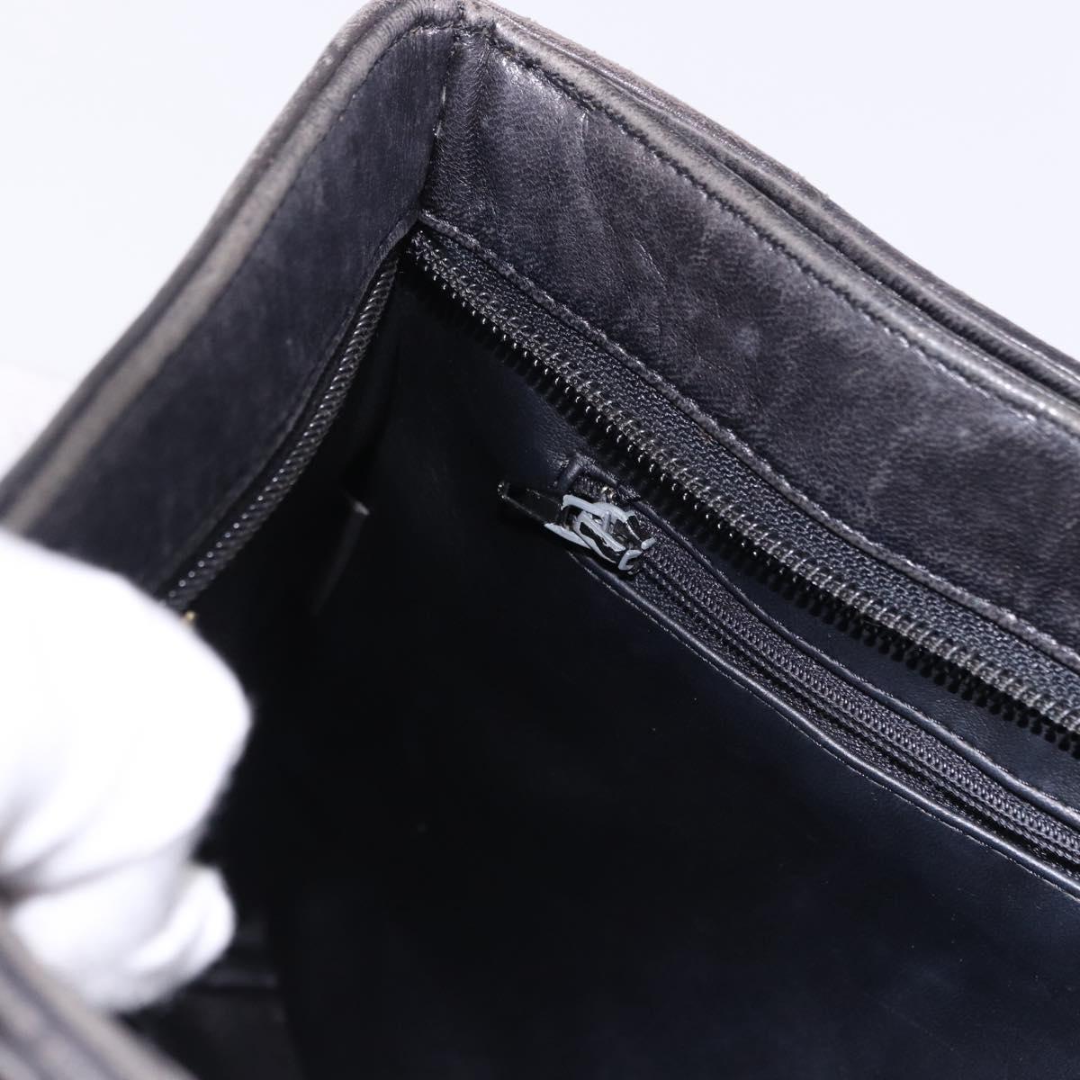 BALLY Chain Shoulder Bag Leather Black Gold Tone Auth 191794